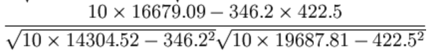 相关系数计算数字结果